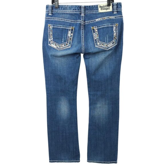 Rock & Roll Cowgirl Boot Cut Jeans READ Womens 31x32.5 Low Rise Distressed Denim - Picture 2 of 16